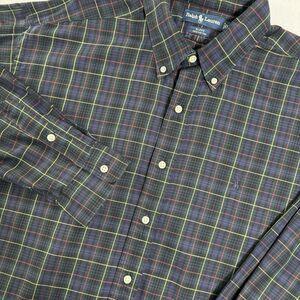 Polo Ralph Lauren Blake Button Down Shirt Mens XL Navy Blue Plaid Preppy Classic